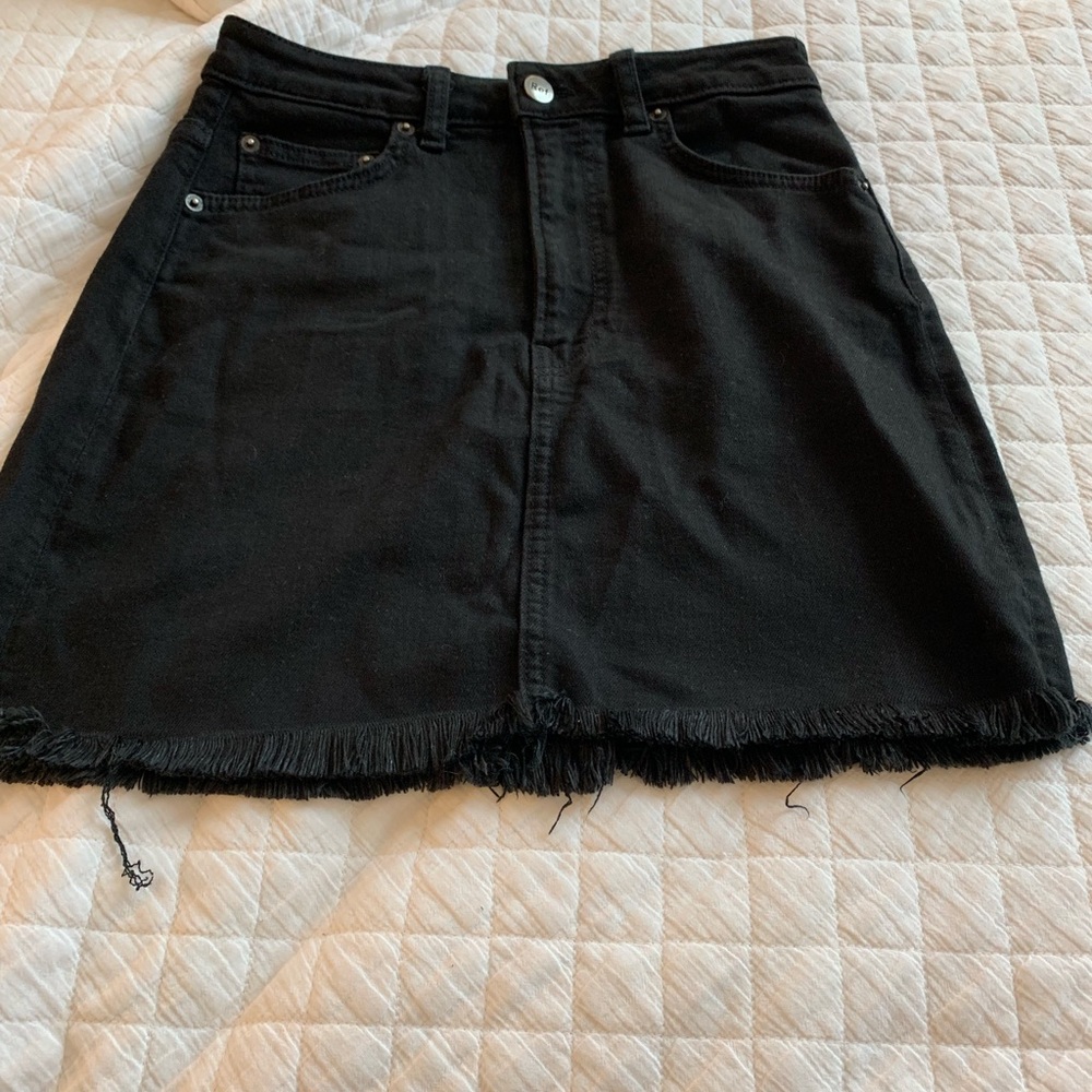 Reformation black mini jean skirt